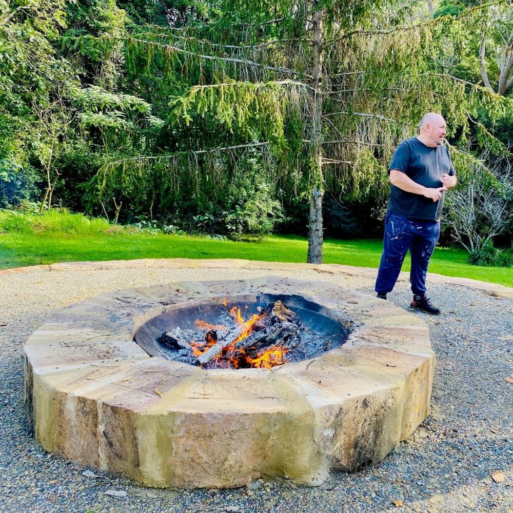 The Crucible Fire Pit with fire burning - Hot Fire Pits Australia