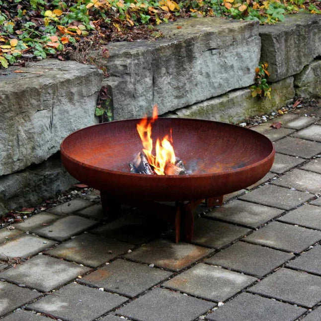 Yagoona Yabbi Outdoor Fire Pit with small fire - HotFirePits Australia 