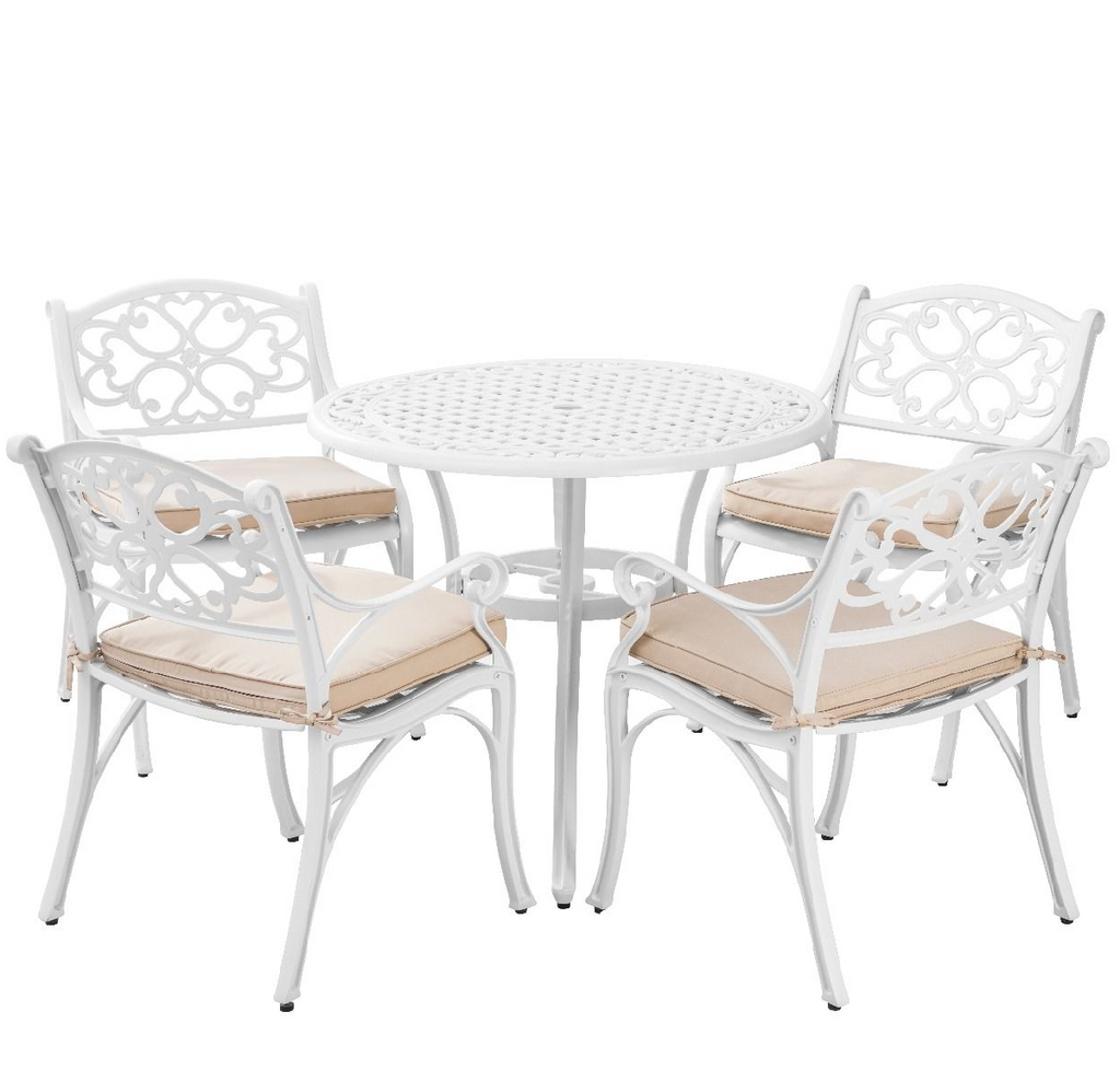 Marco Cast Aluminium 5 piece Outdoor Setting in white colour