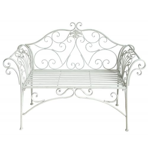 Katerina Iron Bench in Antique White colour