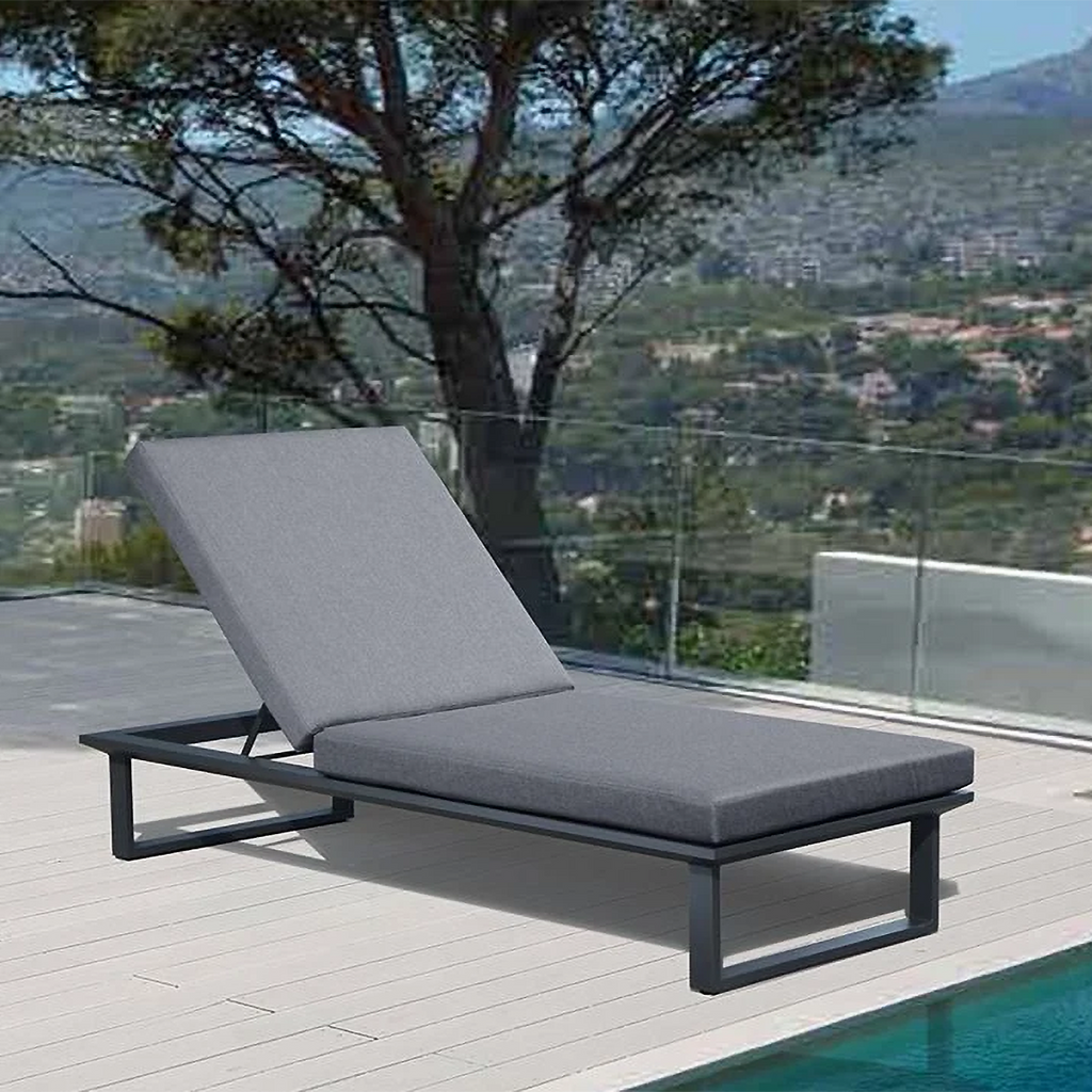 Vivara Sunlounge Australia - Single charcoal frame with dark grey cushions