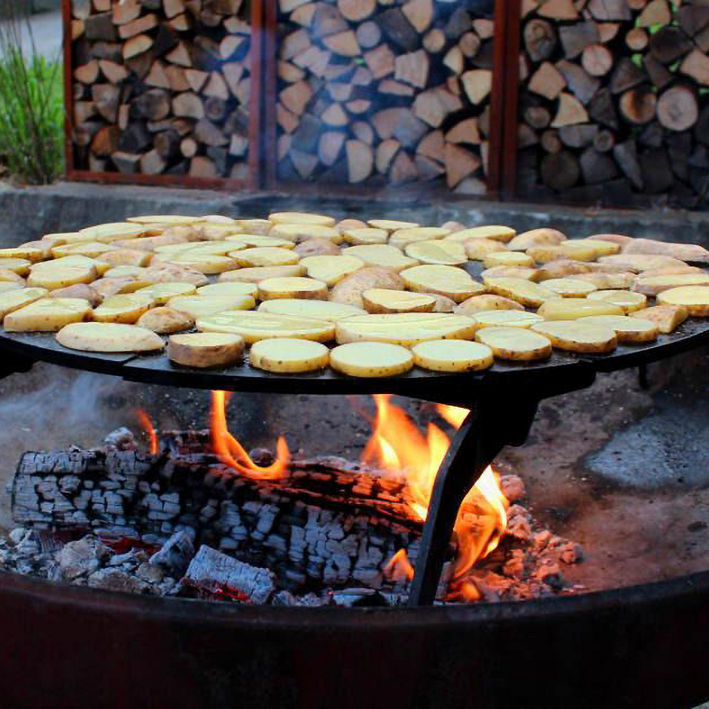 Yagoona Barramundi wood BBQ cooking potatoe wedges