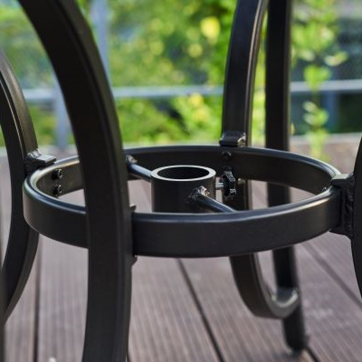 Close up view of the umbrella hole in the Fuji table