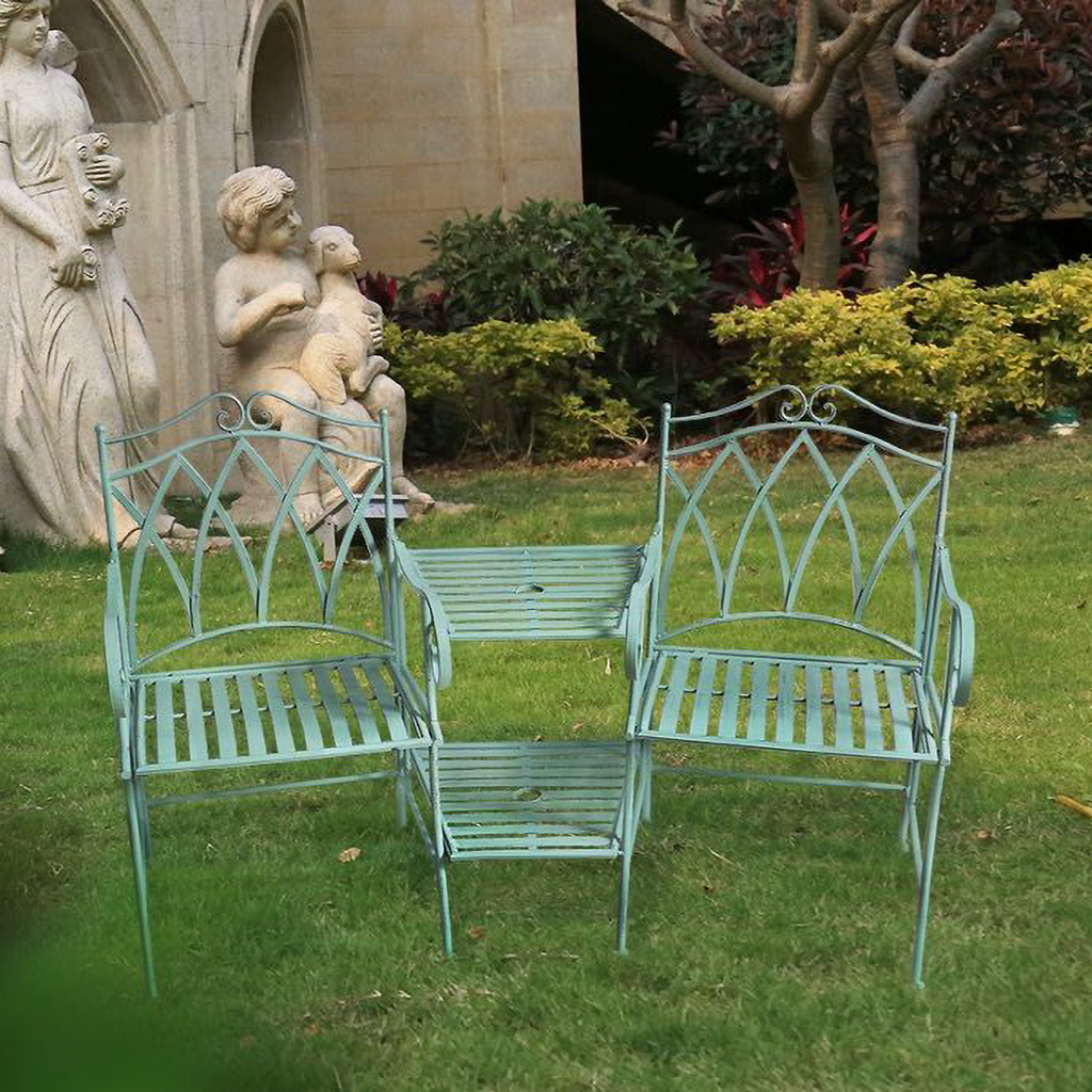 Sage coloured Companion 3 Piece Outdoor Setting Australia in garden setting