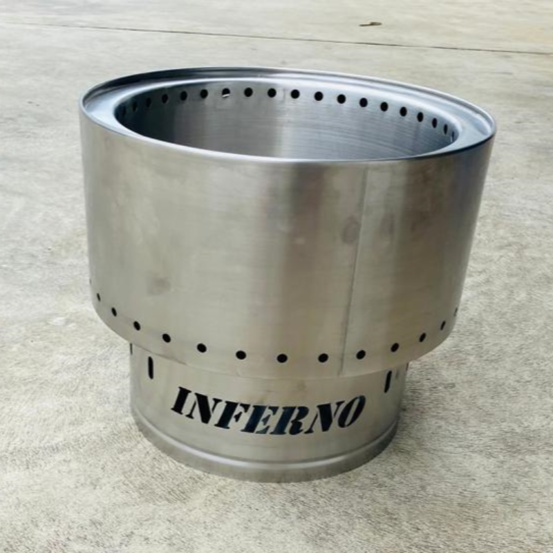 Smokeless Stainless Steel Fire Pit with inferno cut in the base