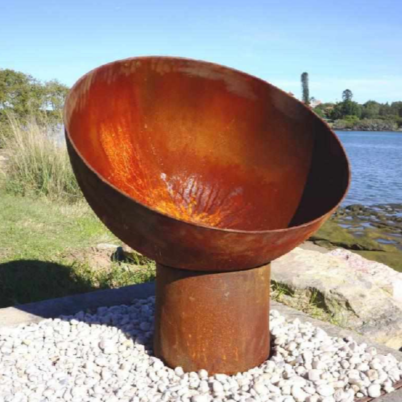 The Goblet Fire Pit in natural rust - 80cm Diameter x 40cm Deep