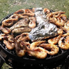 The Ultimate BBQ Fire Pit grilling prawns