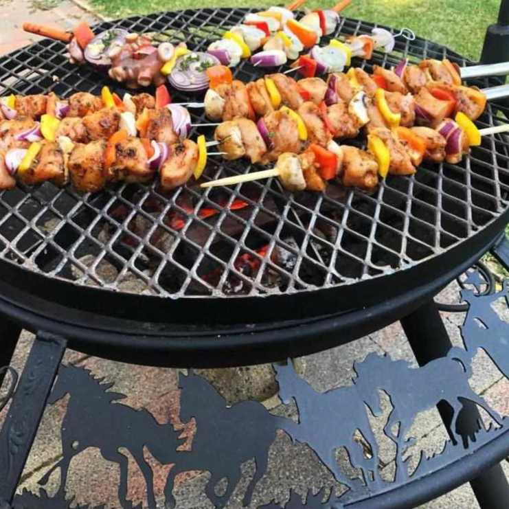 The Ultimate BBQ Fire Pit grilling kebab sticks